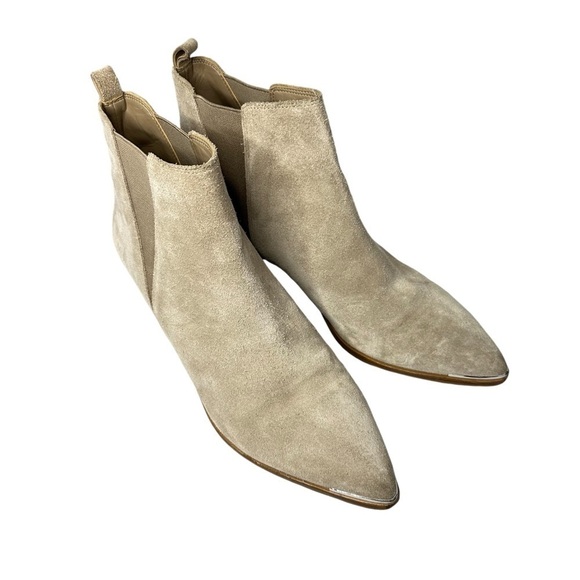 Marc Fisher Beige Yale Pointy‎ Toe Chelsea Suede Leather Women’s Bootie Size 8M - Picture 2 of 14